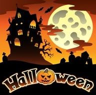 Halloween scenery with sign 1