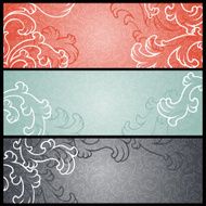 Banners with floral pattern in retro style
