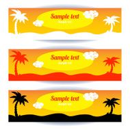 Coconut palm banners set