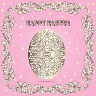 card with Easter eggs and precious stones