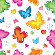 Butterflies and hearts seamless pattern N2