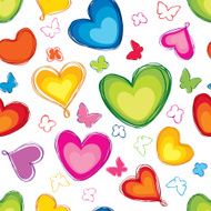 Hearts and butterflies seamless pattern N2