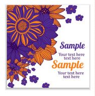 Card with garden flowers in the corner N2