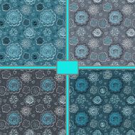 Set floral seamless patterns with hearts