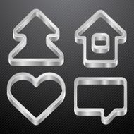 Silver icons of house bubble heart tree