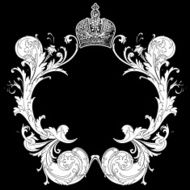 Black And White Ornate Heraldic Art Deco Quad N3