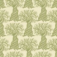 Seamless pattern with curling trees N2