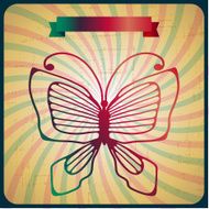 Retro poster with butterfly on old scrach background