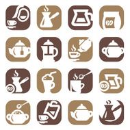 color coffee and tea icons set N2