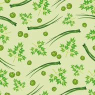 seamless background of parsley peas and onions