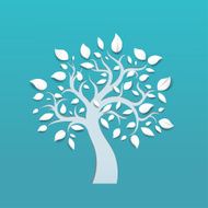 Abstract vector tree on blue background