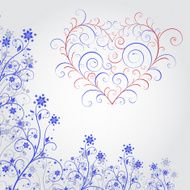 Blue grunge flower with heart