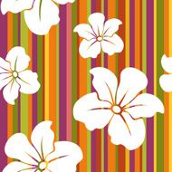 White flowers on a striped background Vector seamless pattern N2
