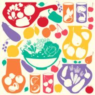 Decorative food icons - vector vegetables fruits and berries