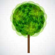 Tree with green leaves Vector illustration