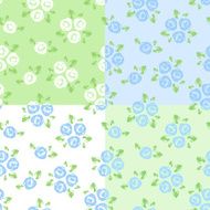 Set of four seamless patterns with roses Vector illustration