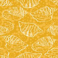 Seamless background outline seashells N4