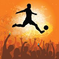 soccer football player on orange grunge background