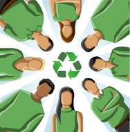 people in green clothes