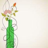 Wine bottle and flowers Decorative background