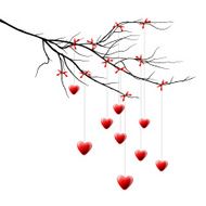 Valentine background branch with hearts