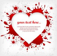 Heart on inkblots background &amp; text