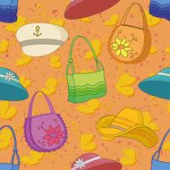 Seamless background handbags and hats