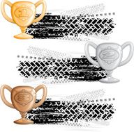 Tire track banners with cups