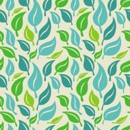Vector seamless background with green and blue leaves