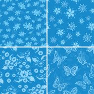 Seamless backgrounds flowers and butterflies