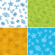 Set abstract seamless floral backgrounds