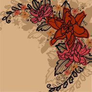 Summer vector with bloom red flowers