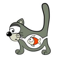 cat with fish inside