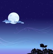 romantic background with cartoon skyline silhouettes