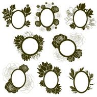Vector set of vintage frames with flowers