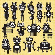 Cute cartoon monsters and robots collection