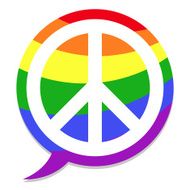 peace icon rainbow speach bubble