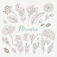 Hand drawn vintage flowers set