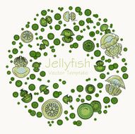 Abstract round frame with cartoon jellyfish N3