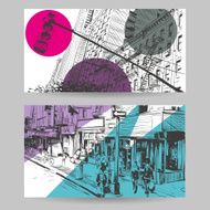 Set of city banner design elements vector illustration N2
