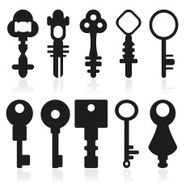 Set of silhouettes door keys vector