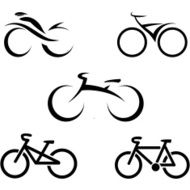 set of icons with stylized bikes vector illustration