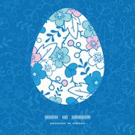 Vector blue and pink kimono blossoms Easter egg sillhouette frame N3