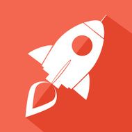 Flat Design Red Rocket Icon