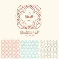 Vector set of outline emblems and patterns N5