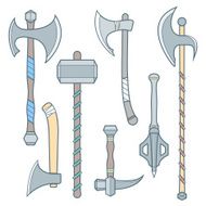 vector cold weapons colored outline set