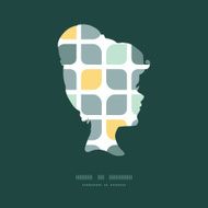 Vector abstract gray yellow rounded squares girl portrait silhouette pattern