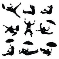 Businessmen falling through the air