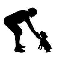 Vector silhouette of a man with dog N60