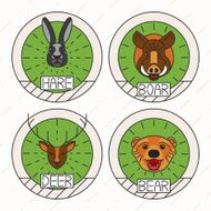 Animals line logo Set Nature Symbol Deer Bear Hare Boar N2